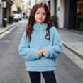 thumbnail image 4 of Fancifize Fancifize Half Zip Sherpa Fleece Sweatshirts for Boys Girls, Mock Neck Fuzzy Warm Pullover Tops with Pockets, 3-14 Years, 4 of 7