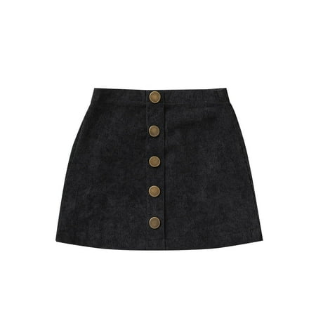 

Coduop Toddler Baby Girls Button Short Skirt Solid Corduroy Skirt 0-3 Years