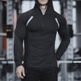 thumbnail image 4 of Men's Half Zip Slim Hooded Top, Contrast Decorative Strips, Raglan Sleeve Cutting, Fit Long Sleeve Sports Shirt for Fitness and Outdoor Activities Black XXL, 4 of 5