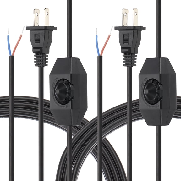Uxcell 6 Feet Lamp Cord with Plug, 2 Set UL List Lamp Power Cord with Full Range Rotary Lamp Switch, Black
