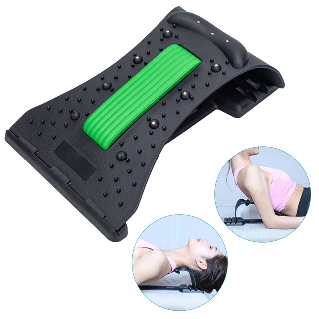 Multi-level Back Stretching Device Back Massager Lumbar Support Stretcher with Magnetic Acupressure Points for Pain Relief Chronic Herniated Disc Sciatica Scoliosis Spinal