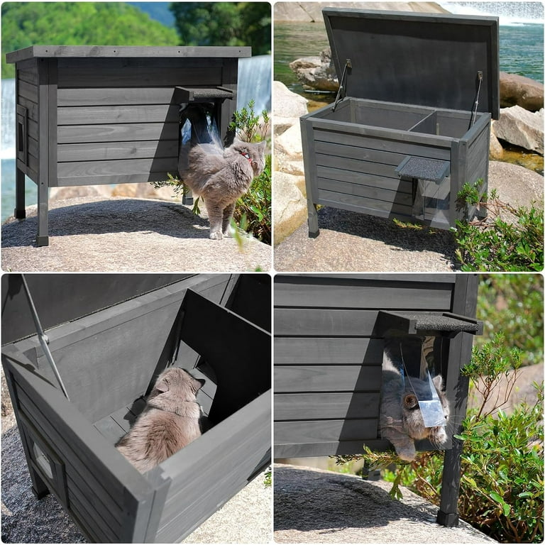 Insulated Outdoor Cat House Feral Cat Enclosure Weatherproof