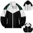 thumbnail image 4 of Cmfcve Men's Preppy Jacket Color Blocked Patchwork Streetwear Coat Oversized Long Sleeve Outdoor Active Sweatshirt, 4 of 5