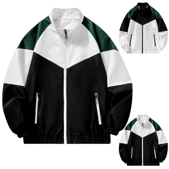 Miluxas Men's Lightweight Jackets Full Zip Up Light Coat Laydown Collar Jacket Casual Windbreaker Jacket with Pockets