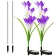 thumbnail image 4 of Spencer 2 Pack Outdoor Solar Garden Stake Lights Solar Powered Lights with 8 Lily Flowers, 7 Color Changing LED Solar Garden Lights for Patio, Yard, Lawn, Pathway (Purple), 4 of 11