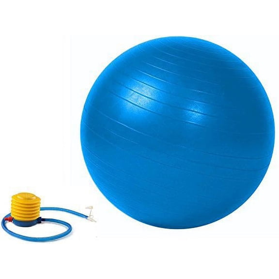 Anti-burst with Free Pump - Stability Ball for Yoga, Pilates, Core Strength, Ab Exercises and Balance Training. 65cm Blue
