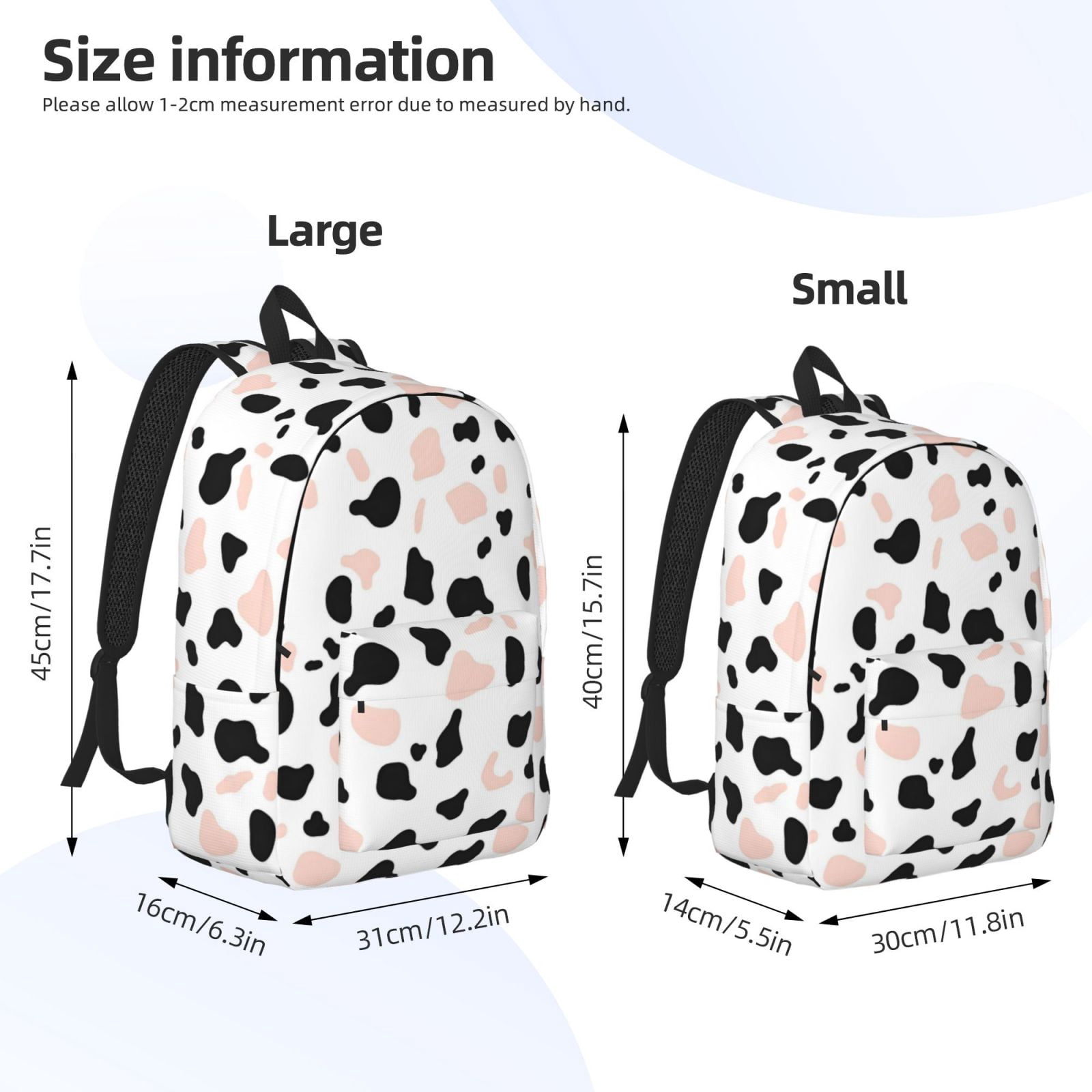 Casual Canvas Backpack Without Interlayer Large Capacity Stick Bag Design For Outdoor Shopping Office Outdoor Sports Simple Cow-Print Pattern1_2 Medium