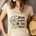 thumbnail image 4 of Jesus Loves Me T-Shirt | Colorful Cross Graphic Christian Tee, White, Size S, 4 of 6