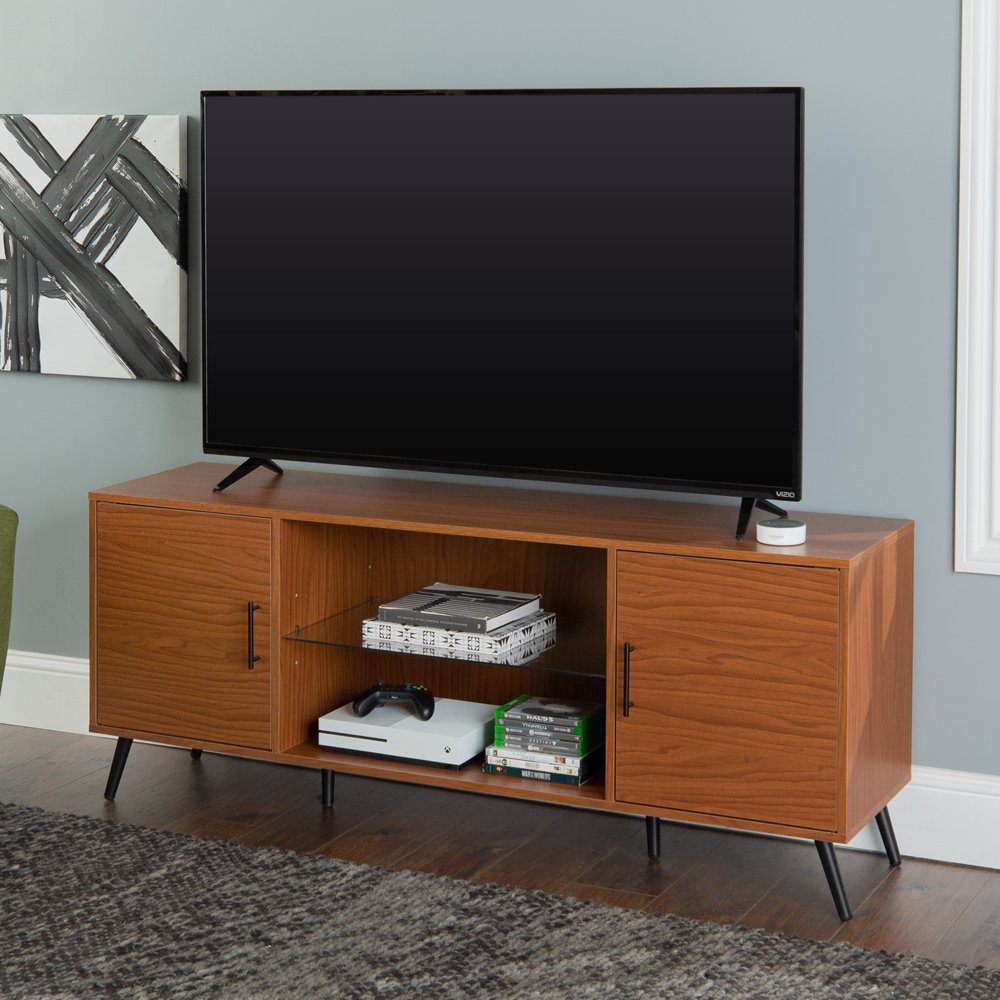 Manor Park Mid Century 2Door TV Stand for TVs up to 65", Acorn