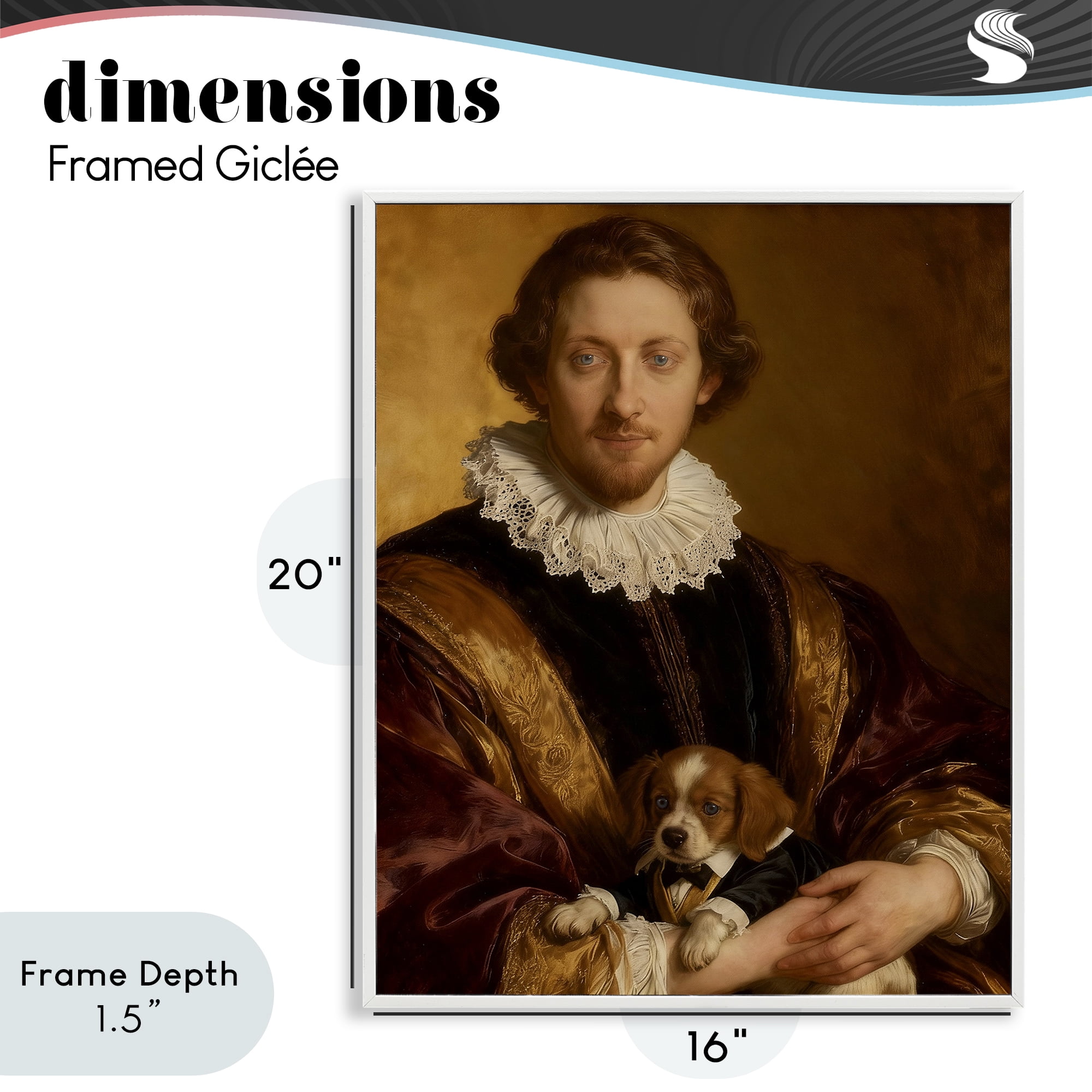 Stupell Industries Renaissance Noble with Loyal Companion White Framed Giclee Art, design by CAD Designs