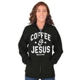 thumbnail image 3 of Coffee & Jesus Christ Religious Faith Zip Hoodie Sweatshirt Women Brisco Brands X, 3 of 5