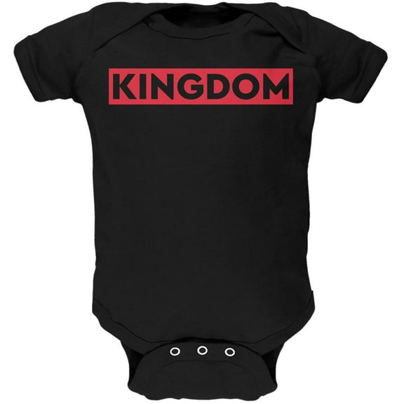Kingdom Red Text Black Baby One Piece