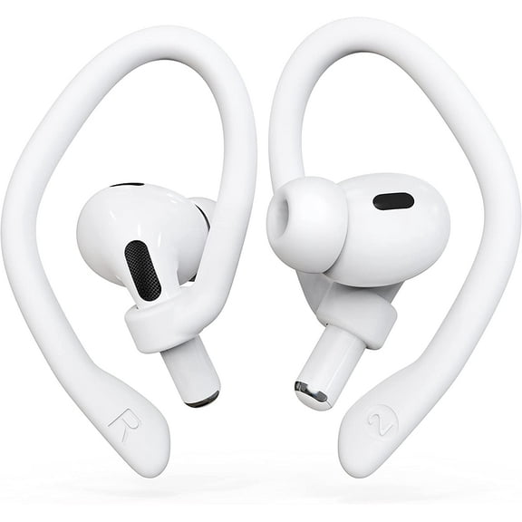 [2 Pairs] Ear Hooks for AirPods Pro 2 & 1, AirPods 3 & 2 & 1, Airpod Ear Hook, Anti-Slip Comfortable Fit, Ergonomic Design, AirPods Accessories (Medium, White)