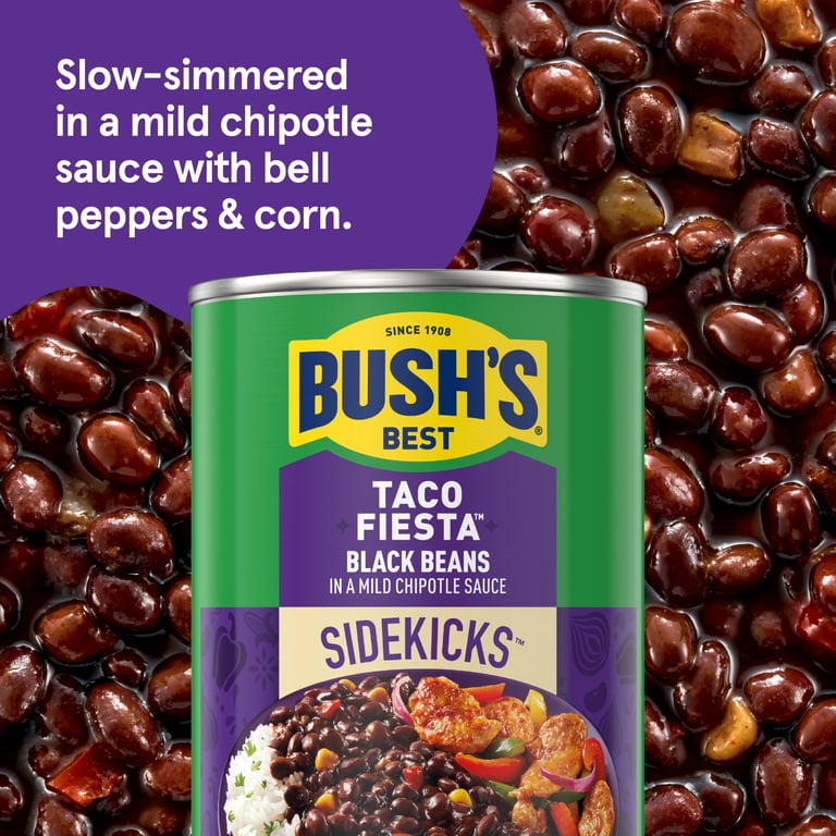 BUSH'S Black Beans Taco Fiesta Canned Black Beans 15.1 oz with