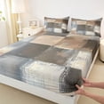 thumbnail image 3 of Manfei Geometric Plaid Full Size Sheets,Modern Abstract Art Bed Sheets,Brown Gray Sheet Sets For Men Women,Super Cozy Room Decor,4 Pieces, 3 of 7