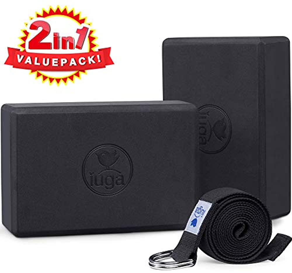 IUGA Yoga Block (2PC) 9”x6”x3” with Metal D-Ring Yoga Strap, High Density Yoga Brick to Improve Strength, Flexibility and Balance, Light Weight and Non-Slip Surface for Yoga, Pilates - image 2 of 7