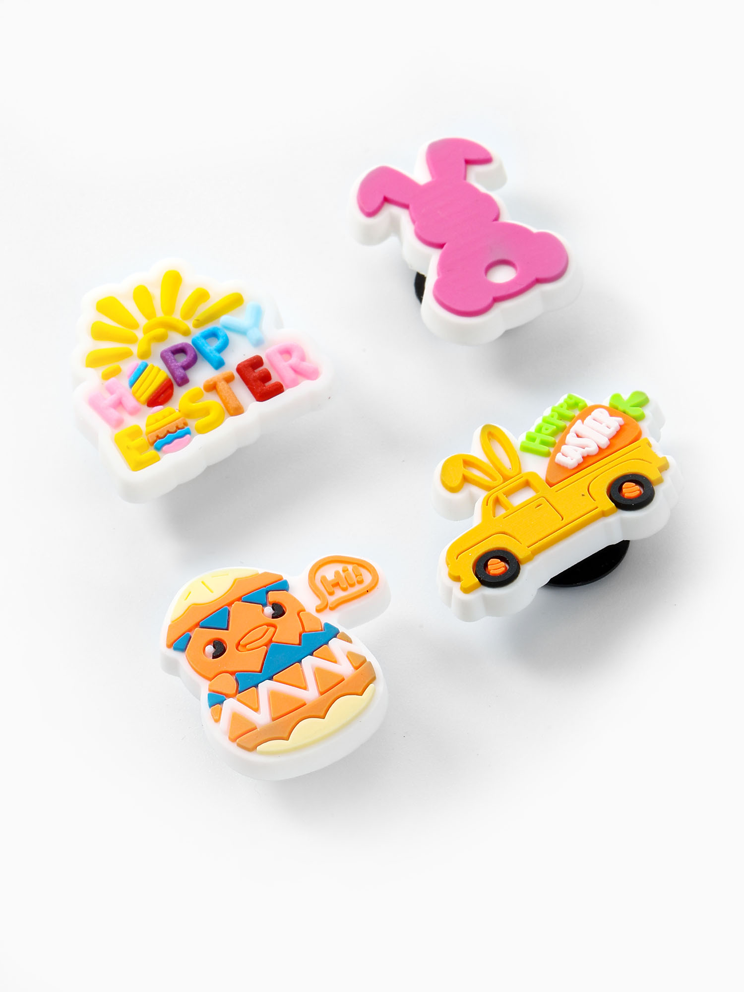 Way to Celebrate Easter Themed Silicone Shoe Charms, 4 Pieces, Pink, Various Sizes