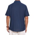 thumbnail image 3 of INSPIRE CHIC Men's Texture Short Sleeve Button Down Solid Casual Knitted Shirt M Dark Blue, 3 of 5