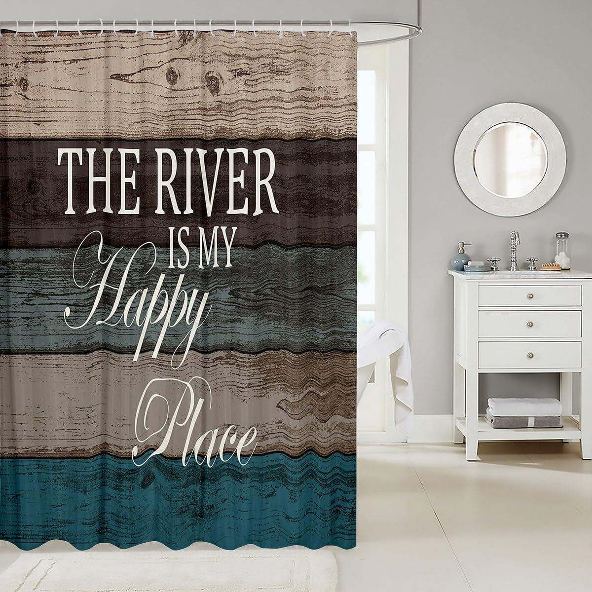 River Life Waterproof Shower Curtains Luxury Heavy Fabric Bathroom Shower Curtain River Scenery Hotel Home Dorm Bathtubs Decor Shower Curtain Machine Washable Grommet Curtain 72 x 84 Inch