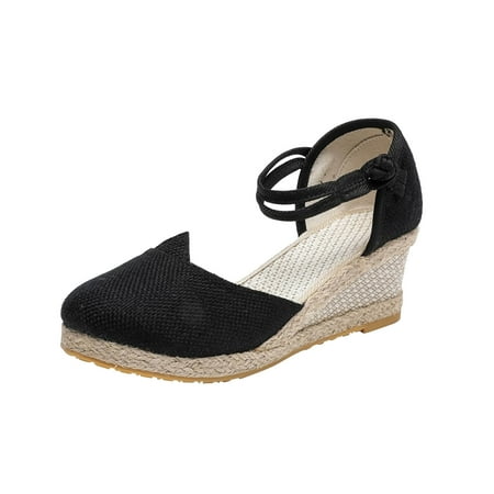 

Womens Wedge Sandals Espadrille Platform Sandals Comfortable Lightweight Open Toe Ankle Strap Sandals Fashion Ladies Crochet Summer Shoes Bow Knot Fish Mouth Footwear