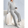 thumbnail image 4 of Womens Lounge Sets 2 Piece Matching Pajamas Fall Fashion Ribbed Knit Outfits Long Sleeve Casual Sweatsuits Grey M, 4 of 10