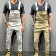 thumbnail image 3 of Nituyy Men's Denim Bib Overalls Slim Fit Ripped Hole Jumpsuits, 3 of 5
