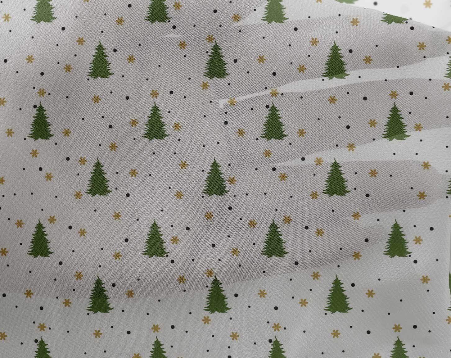 oneOone Georgette Viscose Green Fabric Merry Christmas Sewing Fabric By The Yard Printed Diy Clothing Sewing Supplies 42 Inch Wide-C17