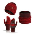 thumbnail image 3 of SPRING PARK 3Pcs/Set Unisex Men Women Universal Winter Outdoor Keep Warm Thick Soft Plush Beanie Hat + Scarf + Gloves Set, 3 of 6