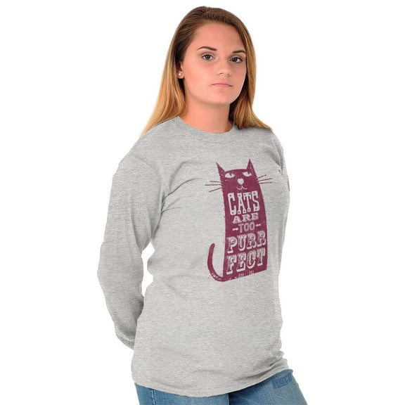 Cats are Purrfect Cute Kitty Lovers Women Plus Size Long Sleeve Graphic Tee Brisco Brands 2X