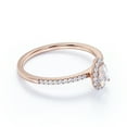 thumbnail image 3 of JeenMata 1 Carat Teardrop Rainbow Moonstone and Moissanite Halo Dainty Ring in 18k Rose Gold over Silver, 3 of 6