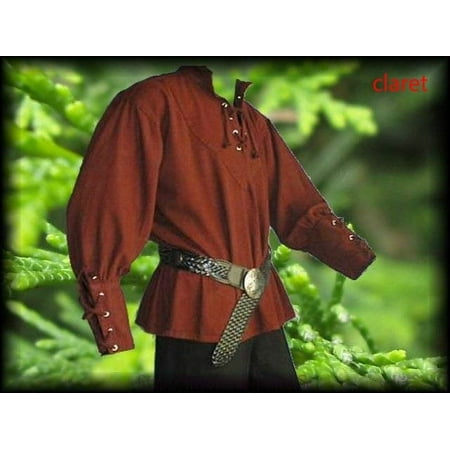 Men Cosplay Medieval Shirt Laced Up Knight Top Without Belt