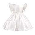 thumbnail image 2 of NAISIBABY Girls Princess Dress, Silky Satin Tassel Ruffles Sleeve Back Bowknot Kids Party Birthday Pageant Formal Dress White 4T, 2 of 5