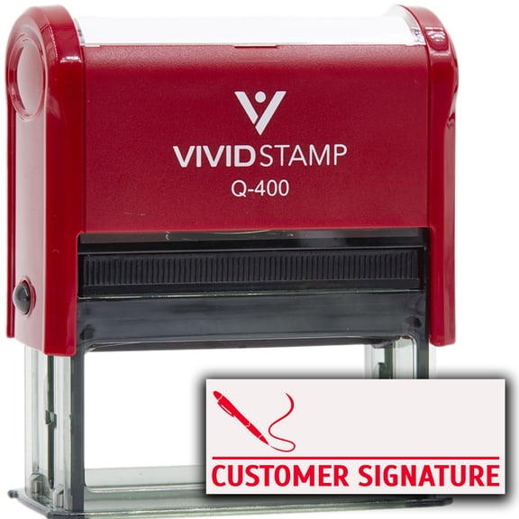 Customer Signature Self-Inking Office Rubber Stamp (Red Ink) - Q-400