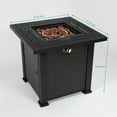 thumbnail image 5 of Olurrisa 28" Square Propane Fire Pit Table, 50,000 BTU Black Steel Outdoor Patio Heater with Volcanic Rocks & Lid, 5 of 9