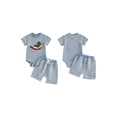 thumbnail image 2 of BemeyourBBs Newborn Baby Boy Duck Outfits Cute Infant Boys Summer Clothes Mallard Embroidered Striped Crew Neck Short Sleeve Romper and Shorts 2 Pcs Set, 2 of 9