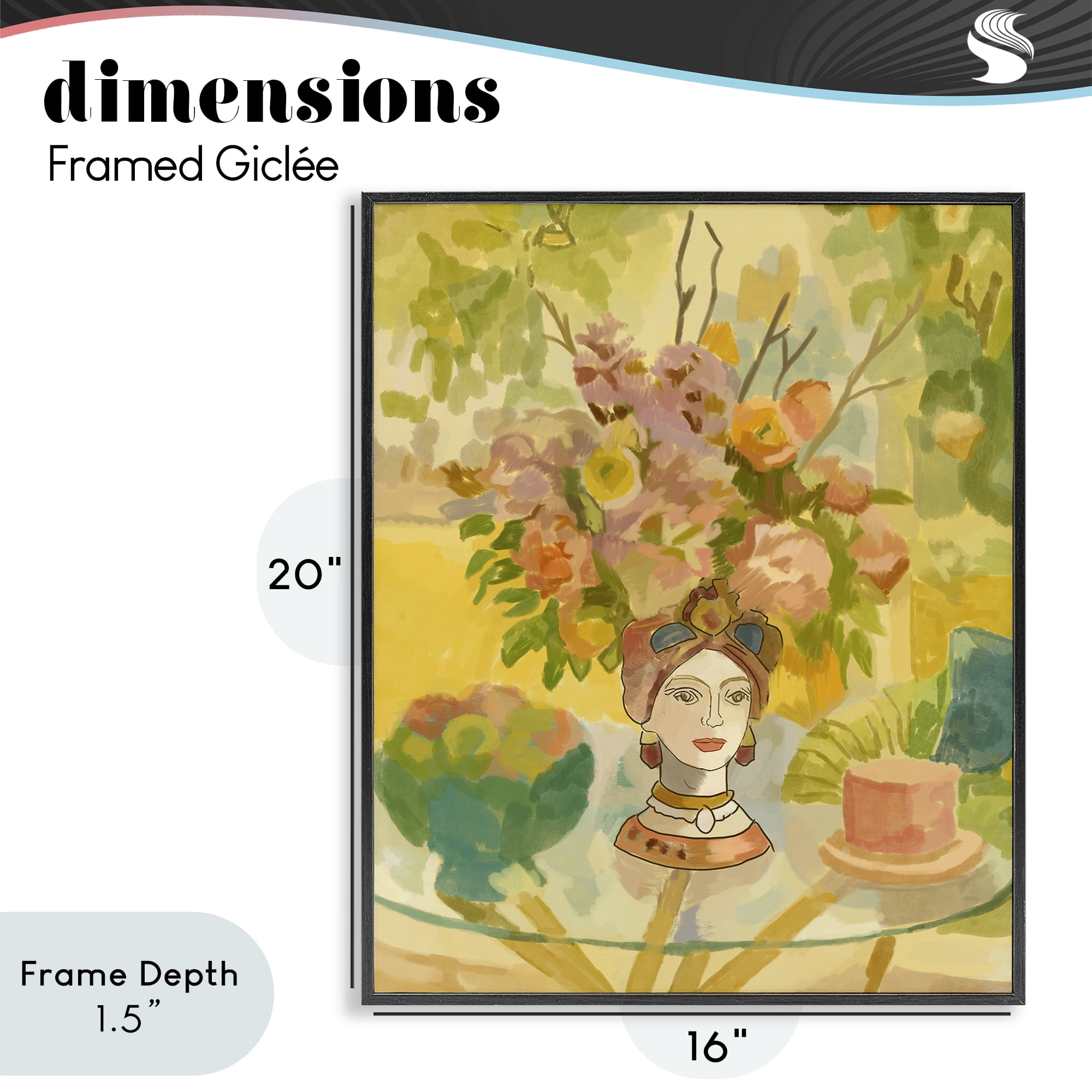 Stupell Industries Flower Head Vase Black Framed Giclee Art, design by Amelia Noyes