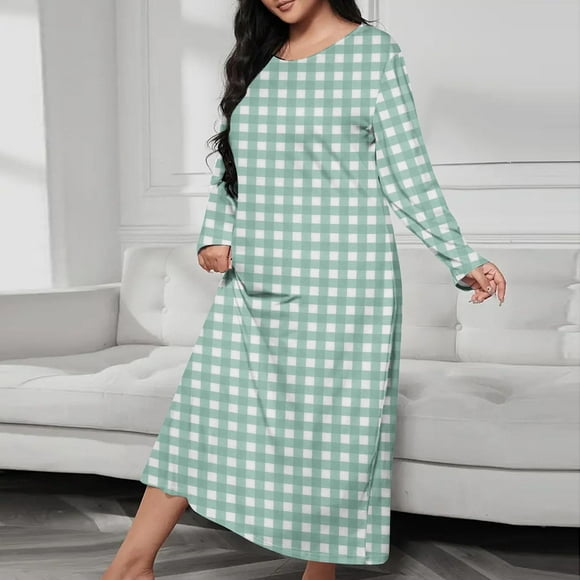 Ailaofu Women's Long Sleeves Flannel Nightgown