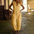 thumbnail image 4 of Guluxicc Womens Hooded Linen Jumpsuit Sleeveless Button Down Utility Pockets Tapered Leg Casual Loose Summer Vacation Overalls, 4 of 7