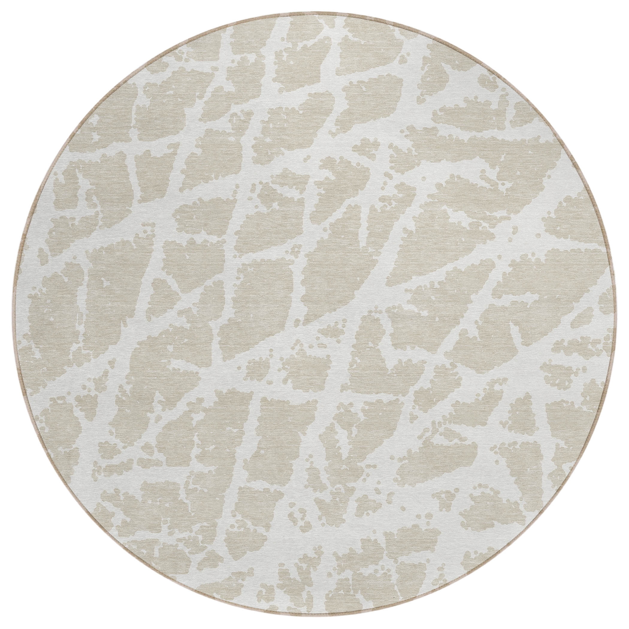 Addison Rugs Chantille Indoor/Outdoor Transitional Organic Beige Washable Round Rug, 8' x 8'