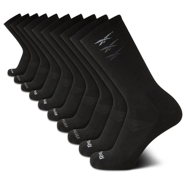 Calcetines Reebok Reebok Performance a media pantorrilla para hombre, paquete de 10, negros, 6-1