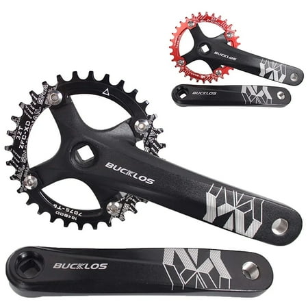 BUCKLOS Mountain Bike Square Taper Crankset, 170mm Crankset with 104 BCD Mountain Bike Narrow Wide Tooth Chainring 32/34/36/38/40/42T, Single Speed Round/Oval Chainring, fit Shimano, SRAM, FSA
