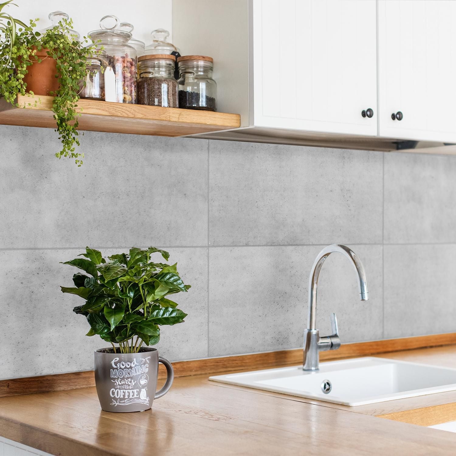 SMART TILES PEEL & STICK BACKSPLASH - BLOK GREY - 2 Pieces 22.56 x 11.58