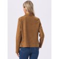 thumbnail image 5 of DARING DIVA Women's Faux Suede Long Sleeve Open Front Cropped Coat S Dark Brown, 5 of 7