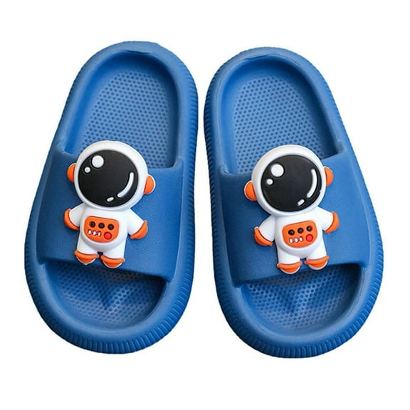 LNMQLPDBS Toddler Slippers Soft Sole Comfort Lightweight Shower Sandal Summer Cartoon Non Slip Bathroom Slipper Sandals Boys Quick Dry Water Shoes Toddler Summer Shoes Blue 3.5-4.5 Years