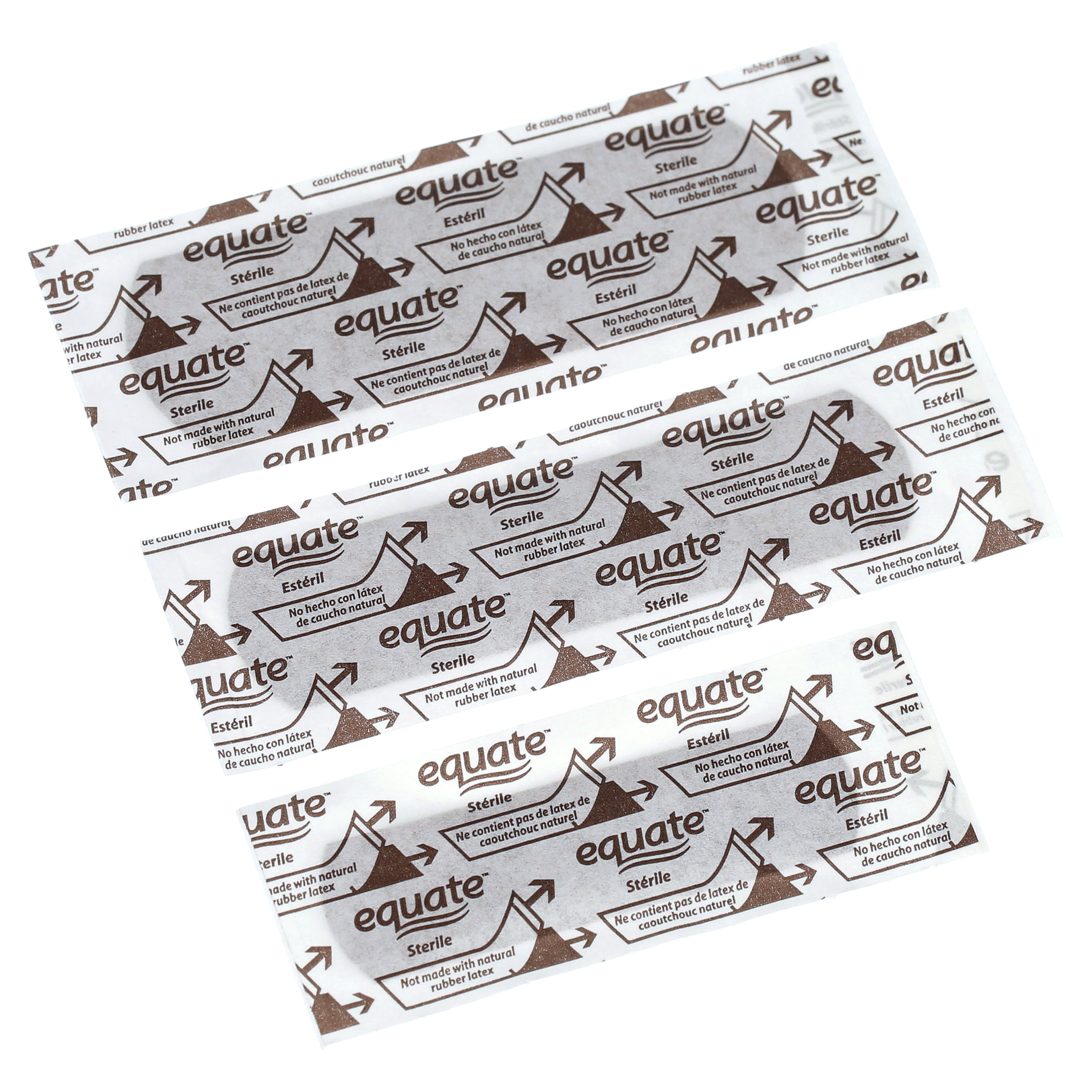 (3 pack) Equate Flexible Fabric Antibacterial Bandages, Dark Bronze, 100 Count