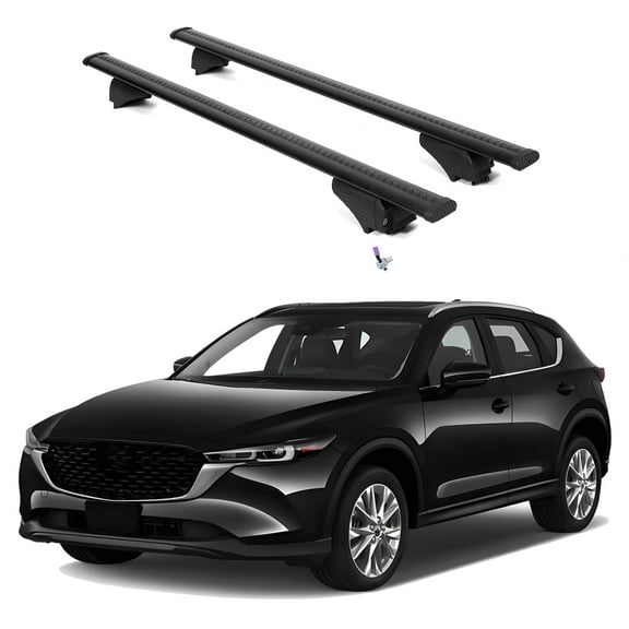 ERKUL Roof Rack Cross Bars for Mazda CX-5 CX5 2017-2025 | Aluminum Crossbars with Anti Theft Lock for Rooftop | Compatible with Flush Rails - Black