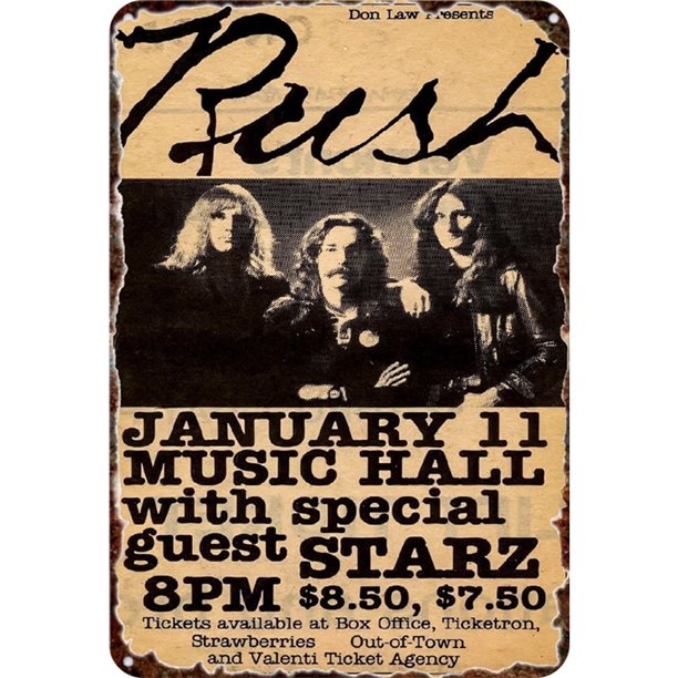 Placa Metal Vintage Rush Band Pintura Hierro Rectangular Bar para El 20x30cm