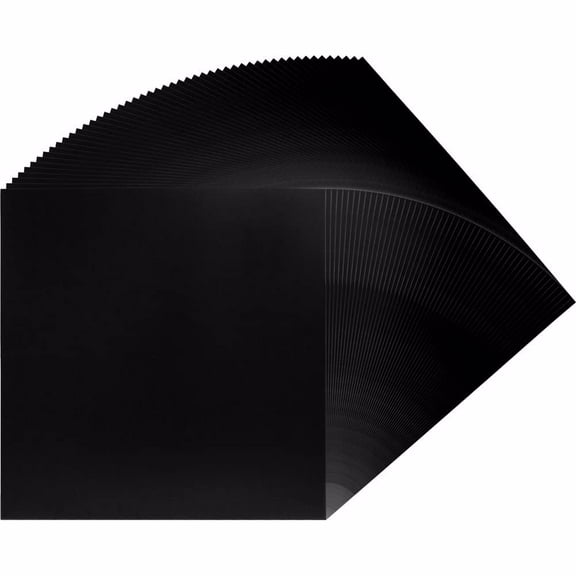 (50) 12" Record Jackets - Glossy Black - No Hole - 12JWBK