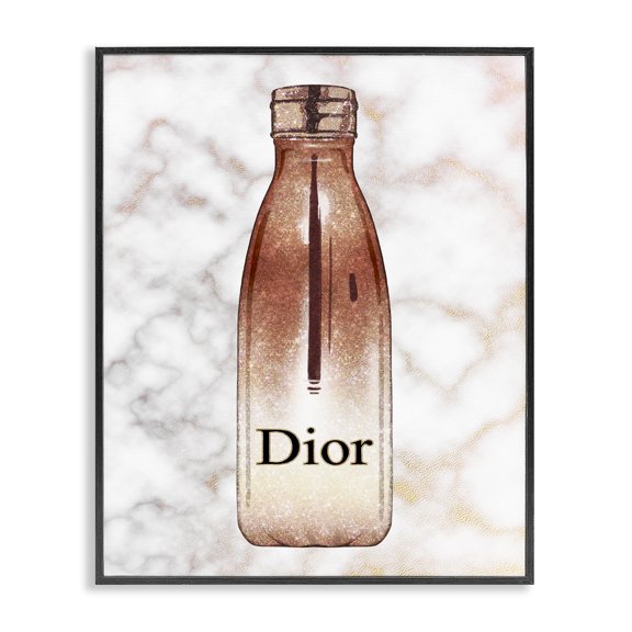 Stupell Industries Contemporary Fashionista Sports Glam Bottle over Marble Black Framed Giclee Art, 11 x 14, by Ziwei Li