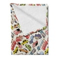 thumbnail image 2 of Cars Soft Flannel Fleece Throw Blanket, Transport and Logistics Theme with Lorry Cargo Truck Muscle Car and Taxi Boy Toys, Cozy Plush for Indoor and Outdoor Use, 60" x 80", Multicolor, by Ambesonne, 2 of 5